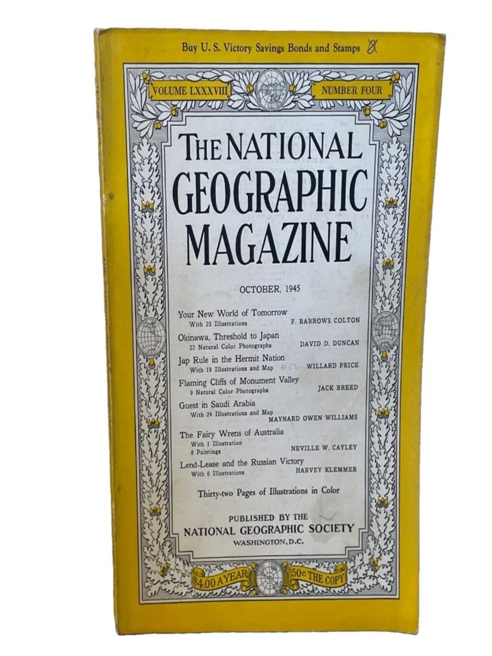 National Geographic October 1945 Vol 88 No 4 Vintage Magazine Okinawa Korea WWII
